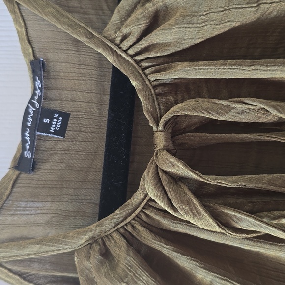 SAM AND JESS BRAND WOMEN'S JUNIOR OLIVE GREEN COLD SHOULDER TOP SIZE SMALL - Picture 5 of 16